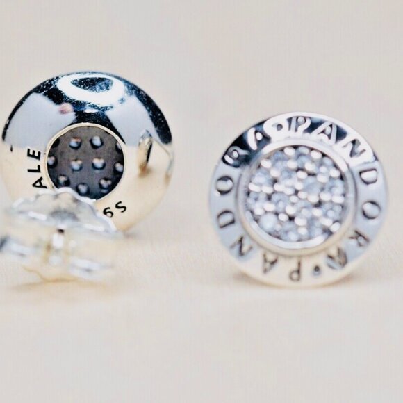 PANDORA Signature Logo Stud CZ Earrings - Picture 2 of 2